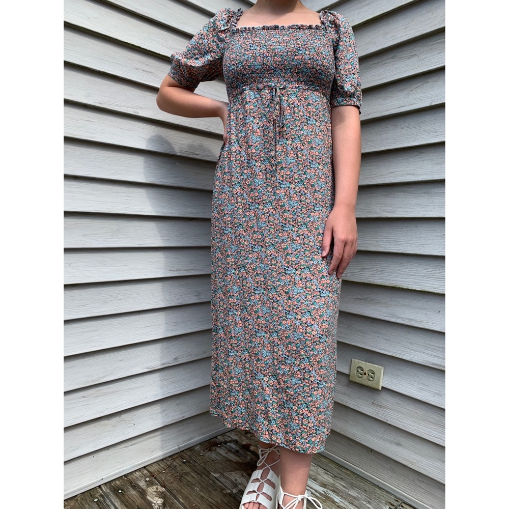 Wild Fable Floral Print Puff Sleeve Smocked Dress
